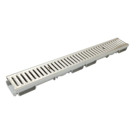 1m caniveau bas larg.130 grille a15 pass.inox