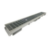 Caniveau bas CONNECTO®, 1 m, largeur 130 mm, grille caillebotis acier B125