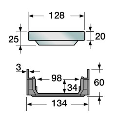 Caniveau bas CONNECTO®, 1 m, largeur 130 mm, grille caillebotis acier B125