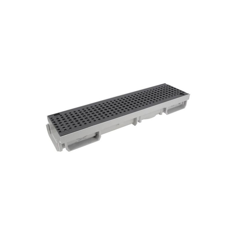 Caniveau bas l=0.5m en PVC avec grill. piscine anthracite