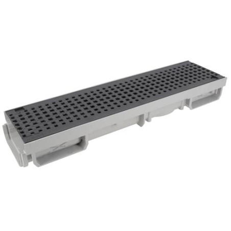 Caniveau bas l=0.5m en PVC avec grill. piscine anthracite