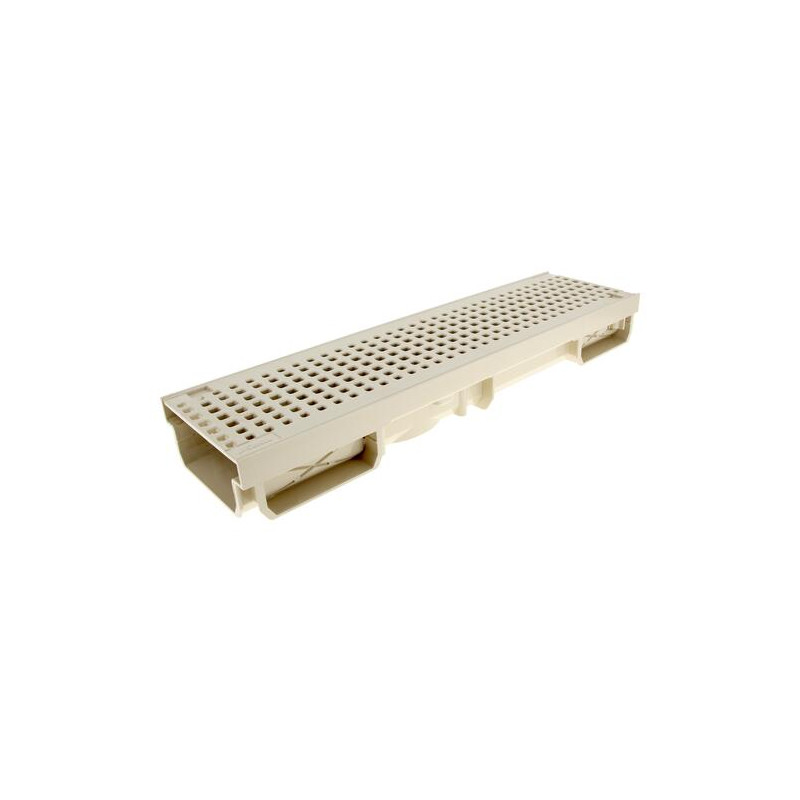 Caniveau bas CONNECTO® avec 1 grille piscine/piétonne, classe A15, PVC, sable