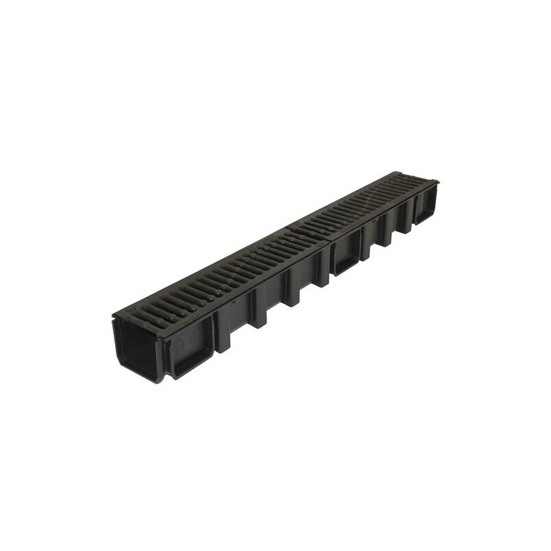 Caniveau haut CONNECTO® avec 2 grilles fonte, classe B125, l. 100 int./130 ext