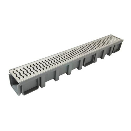 1m caniveau larg.130 grille a15 heel inox
