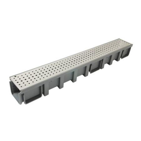 1m caniveau larg.130 grille a15 perforee inox