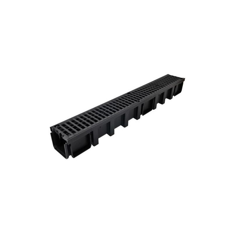 Caniveau haut CONNECTO®, 2 grilles composite, classe B125, l. 100 int./130 ext