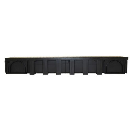 Caniveau CONNECTO® noir, l. extérieure 200, L. 1 m, grille passerelle galvanisé , A15