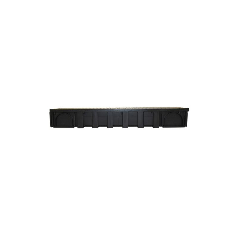 Caniveau CONNECTO® noir, l. extérieure 200, L. 1 m, grille passerelle inox, A15