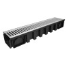 Caniveau CONNECTO® noir, l. extérieure 200, L. 1 m, grille passerelle inox, A15
