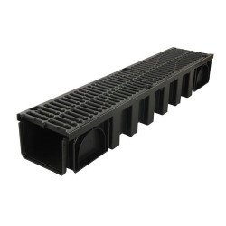 Caniveau CONNECTO®, 1 m, largeur 200 mm, grille caillebotis en fonte B125