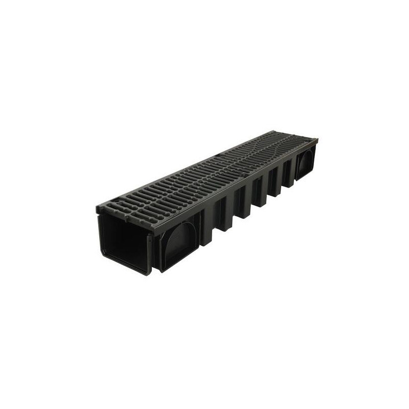 Caniveau CONNECTO®, 1 m, largeur 200 mm, grille caillebotis en fonte B125