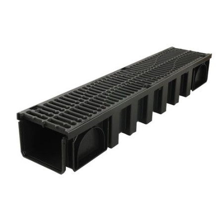 Caniveau CONNECTO®, 1 m, largeur 200 mm, grille caillebotis en fonte B125