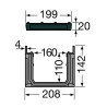 Caniveau CONNECTO®, 1 m, largeur 200 mm, grille caillebotis en fonte B125