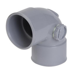 Coude avec bouchon sur le côté Ø 32 mm, femelle-femelle à 87°30, à coller, en P