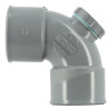 Coude avec bouchon dessus Ø 32 mm, femelle-femelle à 87°30, à coller, gris, en P