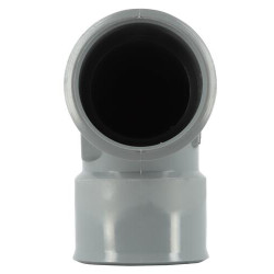 Coude avec bouchon dessus Ø 32 mm, femelle-femelle à 87°30, à coller, gris, en P