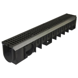Caniveau nicoll en PP Ø100, l=1m, profondeur 130mm avec corniere en acier et g