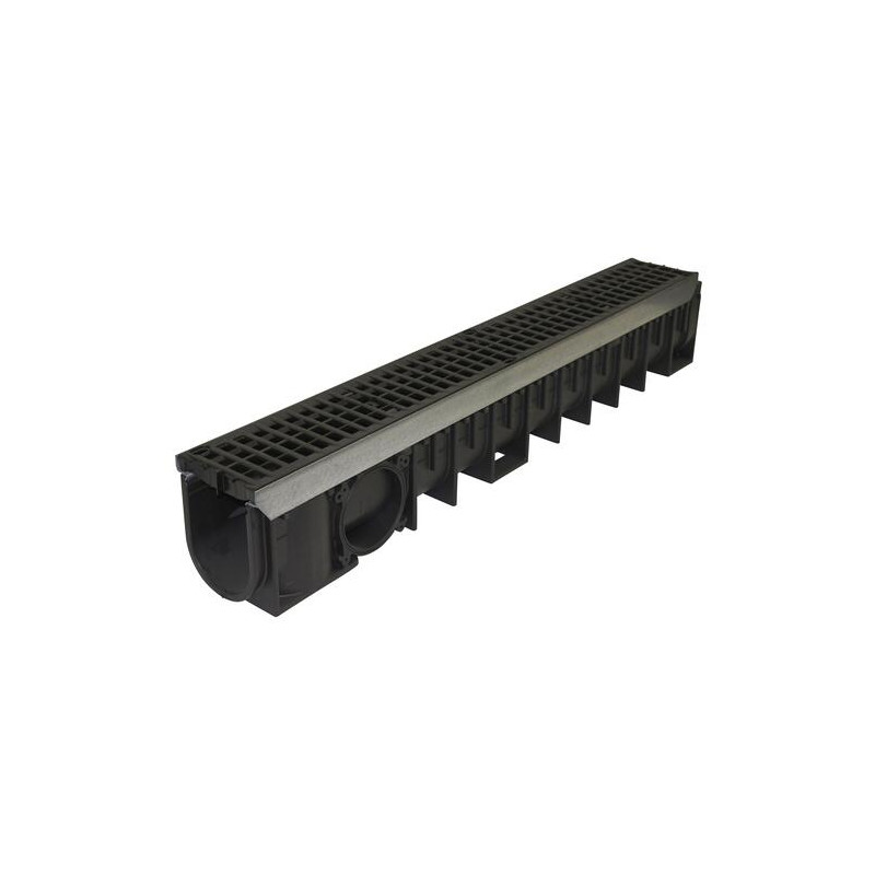 Caniveau nicoll en PP Ø100, l=1m, profondeur 130mm avec corniere en acier et g