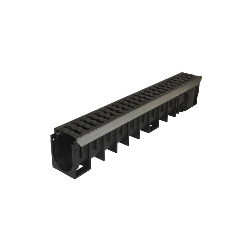Caniveau nicoll PP dn100, l=1mtr, 130mm profondeur avec corniere acier et grille