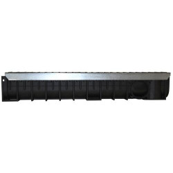 Caniveau nicoll PP dn100, l=1mtr, 130mm profondeur avec corniere acier et grille