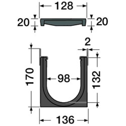 1m caniv.100 hd prof.2 grille c250 heel