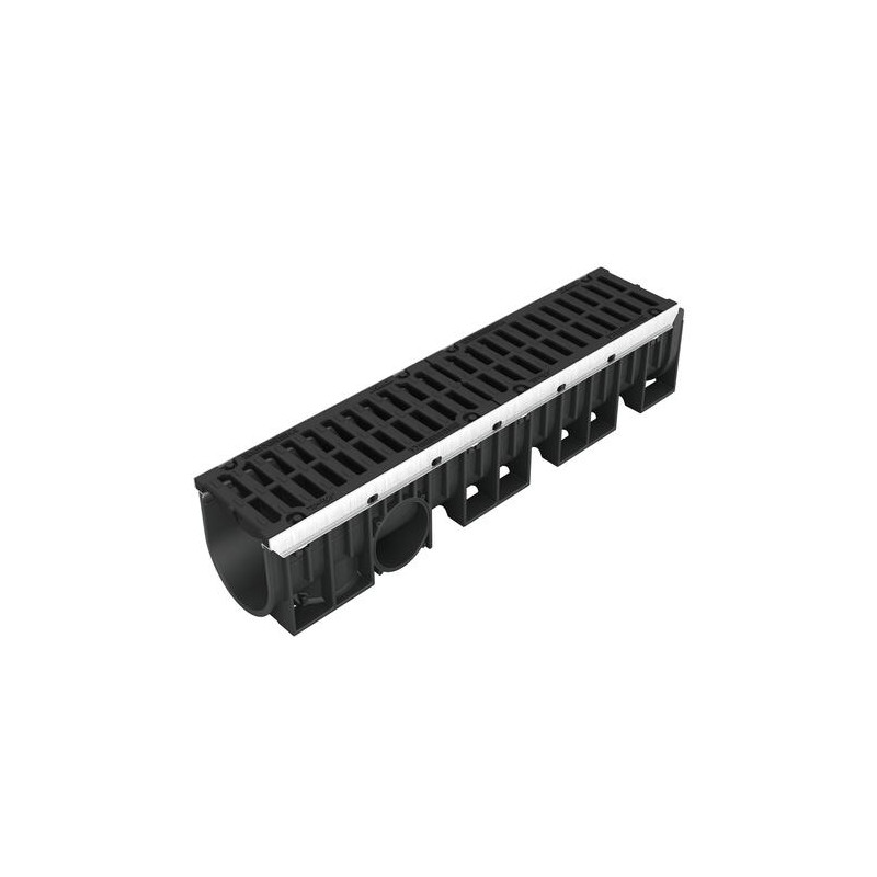 Caniveau KENADRAIN®, longueur 1 m, en PP, classe E600, avec feuillures en acier