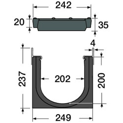 1m caniv.200 hd prof.2 grille d400 fonte