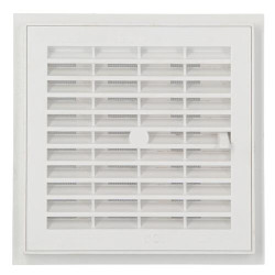 Grille d'aération carrée blanche à fermeture, avec moustiquaire, 176x176