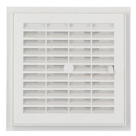 Grille d'aération carrée blanche à fermeture, avec moustiquaire, 176x176