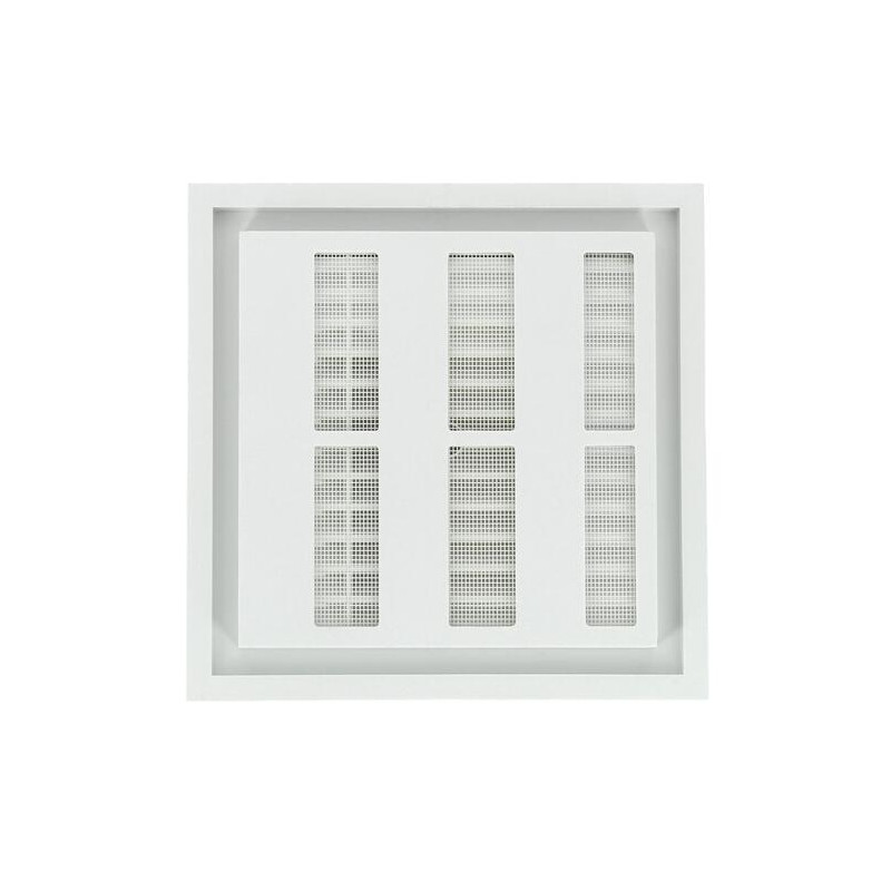 Grille d'aération carrée blanche à fermeture, avec moustiquaire, 201x201