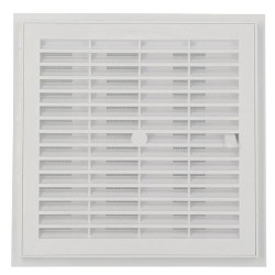 Grille d'aération carrée blanche à fermeture, avec moustiquaire, 223x223