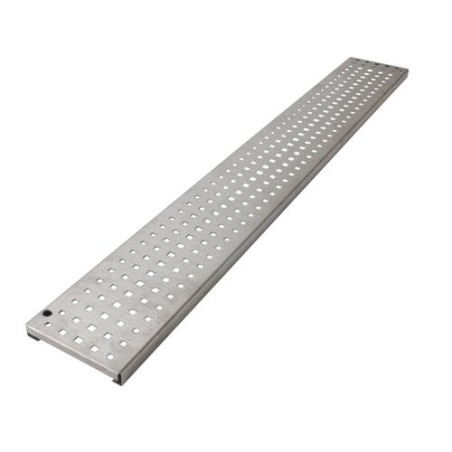 Grille perforée A15, design "carrés", en inox 304, pour caniveaux CONNECTO®