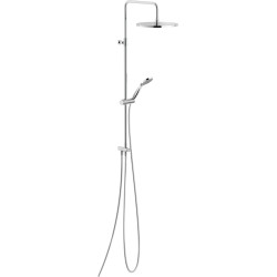 Colonne de douche avec prise d'eau et rampe télescopique pomme de tête ronde Ø300mm chromé
