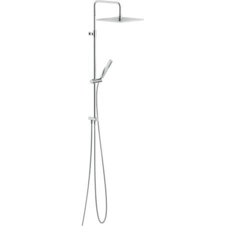 Colonne de douche avec prise d'eau et rampe télescopique pomme de tête carré Ø300mm chromé