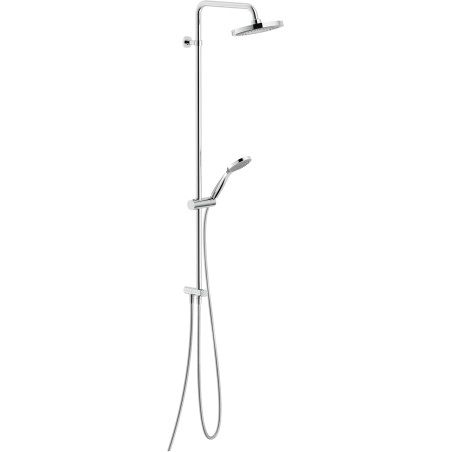 Colonne de douche avec prise d'eau et rampe télescopique pomme de tête ronde Ø200mm chromé
