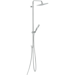 Colonne de douche avec prise d'eau et rampe télescopique pomme de tête carré Ø200mm chromé