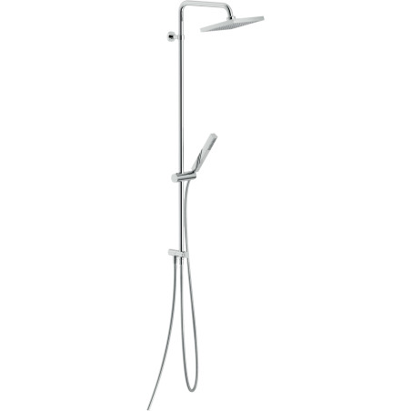 Colonne de douche avec prise d'eau et rampe télescopique pomme de tête carré Ø200mm chromé