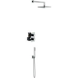 Kit thermostatique douche à encastrer 2 voies carré chromé