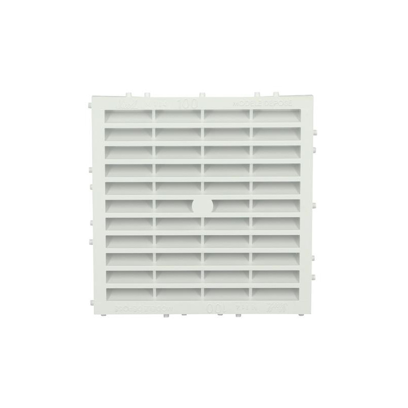 Grille d'aération carrée blanche, avec moustiquaire, à sceller, 150x150