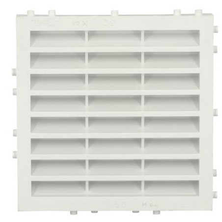 Grille d'aération carrée blanche, avec moustiquaire, à sceller, 118x118