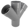 Culotte double parallèle, Ø 100, mâle-femelle à 45°, à coller, gris, en PVC