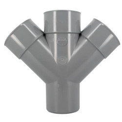 Culotte double parallèle, Ø 100, mâle-femelle à 45°, à coller, gris, en PVC