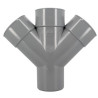 Culotte double parallèle, Ø 100, mâle-femelle à 45°, à coller, gris, en PVC
