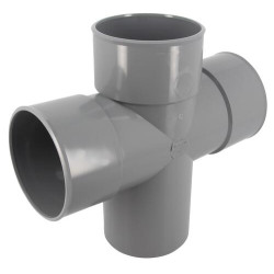Culotte double parallèle, Ø 100, mâle-femelle à 87°30, à coller, gris, en PVC