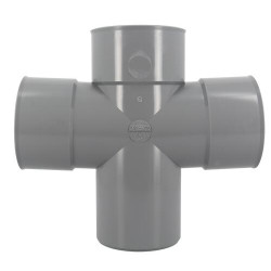 Culotte double parallèle, Ø 100, mâle-femelle à 87°30, à coller, gris, en PVC