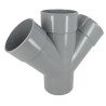 Culotte double Ø 125 mm, mâle-femelle à 45°, à coller, gris, en PVC