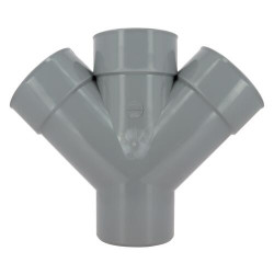 Culotte double Ø 125 mm, mâle-femelle à 45°, à coller, gris, en PVC