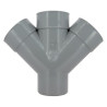 Culotte double Ø 125 mm, mâle-femelle à 45°, à coller, gris, en PVC