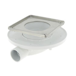 Siphon faible hauteur Ø40, DOCIA®XS Magnetech® cadre grille 15x15 cm, avec natte