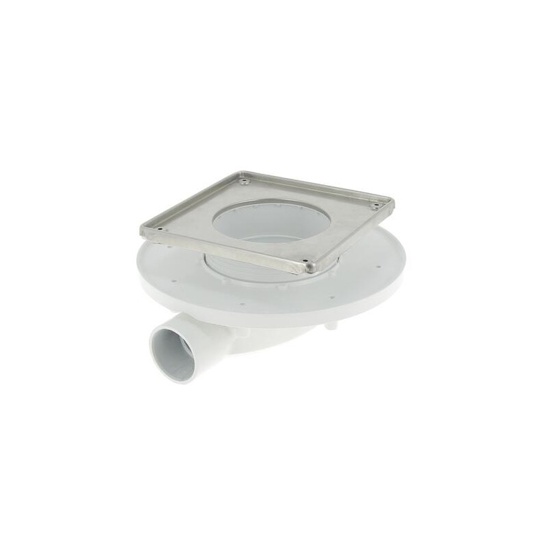 Siphon faible hauteur Ø40, DOCIA®XS Magnetech® cadre grille 15x15 cm, avec natte